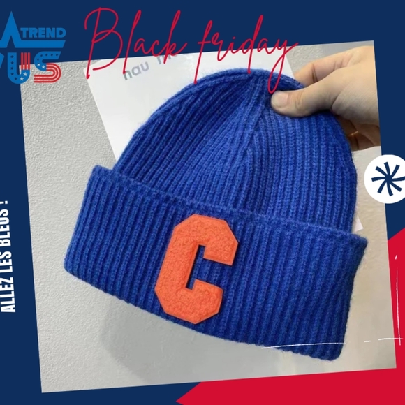 Winter unisex multi color C letter beanie cap - Picture 2 of 10